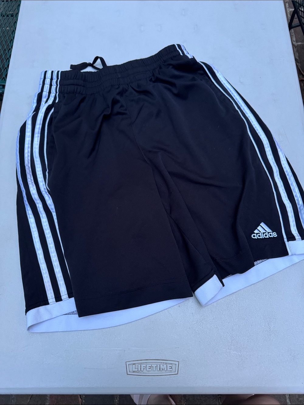 adidas Black Athletic Shorts with White Three-Stripes